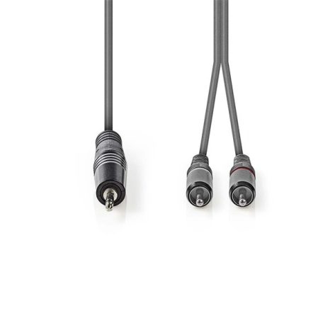 Nedis COTH22200GY30 félprofi audio kábel, 3,5mm sztero jack dugó - 2 x RCA dugó, 3m, rugalmas