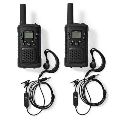   Nedis WLTK0610BK Walkie-Talkie készlet, 2 kézibeszélő 6 km-ig, 8 csatorna, 38 alcsatorna, 61 DCS kód, PTT/ VOX, LED lámp