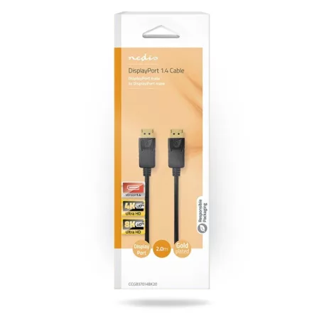 Nedis CCGB37014BK20 DisplayPort 1.4 kábel, displayport dugó - display port dugó, 8K@60Hz, 2m