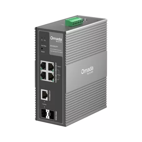 TP-LINK Switch Ipari 3x1000Mbps(POE+) + 1x1000Mbps(POE++) + 1xSFP + 1xGigabit kombó SFP Fémházas, IES206GPP