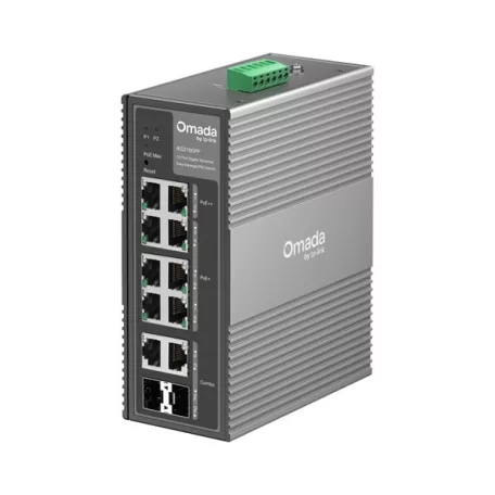 TP-LINK Switch Ipari 6x1000Mbps(POE+) + 2x1000Mbps(POE++) + 2xGigabit kombó SFP Fémházas, IES210GPP