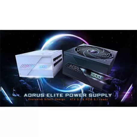 GIGABYTE Tápegység AORUS ELITE 1000W 80+ Platinum moduláris Gen 5.1