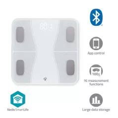   Nedis BTHPS11WT Bluetooth® okos személy mérleg, max. terhelés 180kg, Android™ / IOS