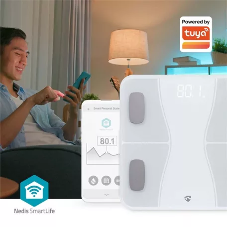 Nedis BTHPS11WT Bluetooth® okos személy mérleg, max. terhelés 180kg, Android™ / IOS