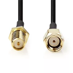   Nedis CSGL02210BK10 SMA kábel, RP SMA férfi, RP SMA női, Aranyozott, 50 Ohm, Egyetlen árnyékolt, 1 m