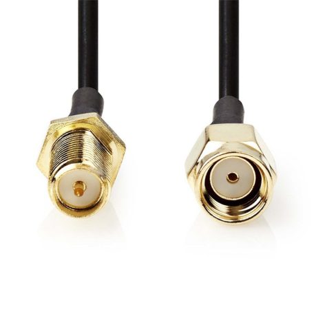 Nedis CSGL02210BK10 SMA kábel, RP SMA férfi, RP SMA női, Aranyozott, 50 Ohm, Egyetlen árnyékolt, 1 m