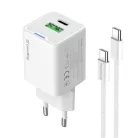 COLORWAY AC töltő GaN Mini CW-CHS053PDC-WT 30W PD port PPS USB (Type-C PD + USB QC4.0) kábel Type-C