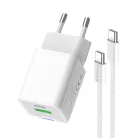 COLORWAY AC töltő GaN Mini CW-CHS053PDC-WT 30W PD port PPS USB (Type-C PD + USB QC4.0) kábel Type-C
