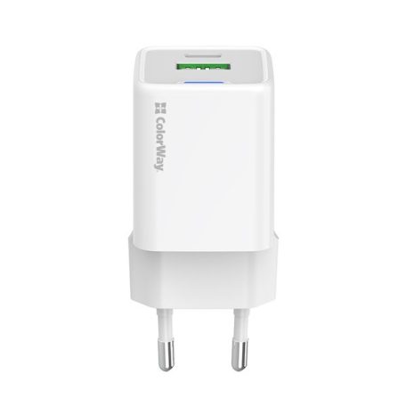 COLORWAY AC töltő GaN Mini CW-CHS055PD-WT 35W PD port PPS USB (Type-C PD + USB QC4.0) fehér