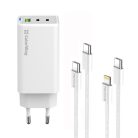 COLORWAY AC töltő GaN Mini CW-CHS058PDCL-WT 65W PD port PPS USB (USB-2C1A) kábel Type-C és Lightning