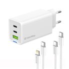 COLORWAY AC töltő GaN Mini CW-CHS058PDCL-WT 65W PD port PPS USB (USB-2C1A) kábel Type-C és Lightning