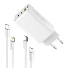 COLORWAY AC töltő GaN Mini CW-CHS058PDCL-WT 65W PD port PPS USB (USB-2C1A) kábel Type-C és Lightning