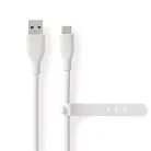 Nedis CCGB60800WT15 flexibilis USB A - USB C (USB-C) kábel, USB2.0, 15W, hossz 1,5m, fehér rugalmas szilikon