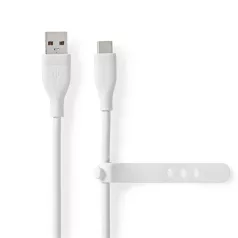   Nedis CCGB60800WT15 flexibilis USB A - USB C (USB-C) kábel, USB2.0, 15W, hossz 1,5m, fehér rugalmas szilikon