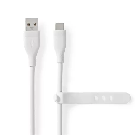 Nedis CCGB60800WT15 flexibilis USB A - USB C (USB-C) kábel, USB2.0, 15W, hossz 1,5m, fehér rugalmas szilikon