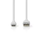 Nedis CCGB60800WT15 flexibilis USB A - USB C (USB-C) kábel, USB2.0, 15W, hossz 1,5m, fehér rugalmas szilikon