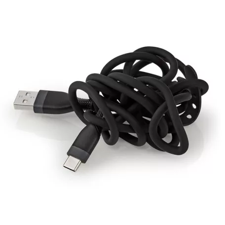 Nedis CCGB60800BK15 flexibilis USB A - USB C (USB-C) kábel, USB2.0, 15W, hossz 1,5m, fekete rugalmas szilikon