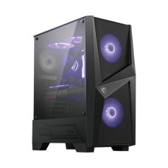   MSI Ház Midi ATX FORGE 100M, 2xARGB ventilátor, Tápegység nélkül, üvegfalú, fekete