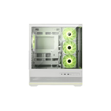 MSI Ház Micro ATX PANO 110R PZ, 4xARGB ventilátor, Tápegység nélkül, üvegfalú, fehér
