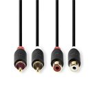 Nedis CABW24205AT20 RCA toldó kábel  2x RCA dugó - 2x RCA aljzat, 2m