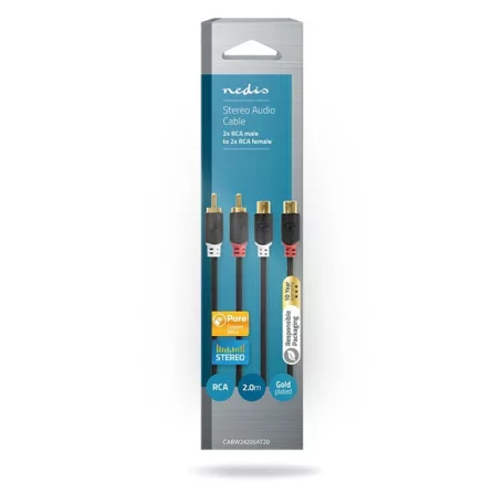 Nedis CABW24205AT20 RCA toldó kábel  2x RCA dugó - 2x RCA aljzat, 2m