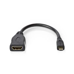   Nedis kábel CVGP34790BK02 micro HDMI - HDMI adapter, 4K@30Hz, 10.2 Gbps, 0.20 m