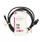 Nedis CCGL60500BK20 USB 2.0  USB-A dugó  - USB Micro-B dugó  11 W 480 Mbps, 2m