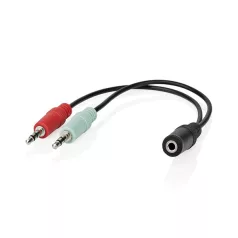   Nedis CAGB22160BK02 sztereo audio kábel, 2x 3,5 mm jack dugó - 3,5 mm sztereo jack aljzat, 0,20m