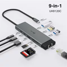  TP-LINK USB Type-C HUB 9 portos 1xHDMI + 1xLAN + 1xPD 100W + 1xUSB-C, 3xUSB +2xKártyaolvasó, UH9120C