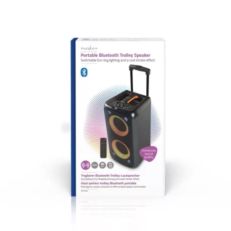 Nedis SPPT2480BK bluetooth hangszóró, hangfal, 2x 5.25" mélynyomó, 2 x 2" magassugárzó, 240W, 5 óra lejátszási idő, akku