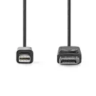 Nedis CCGL37400BK20 mini Displayport1.2 kábel, Display port dugó, 21.6 Gbps, 2m