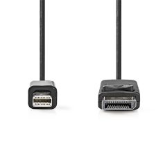   Nedis CCGL37400BK20 mini Displayport1.2 kábel, Display port dugó, 21.6 Gbps, 2m
