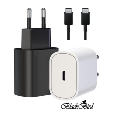 BLACKBIRD Hálózati Adapter T127 20W + Type-C kábel 1m, Fekete
