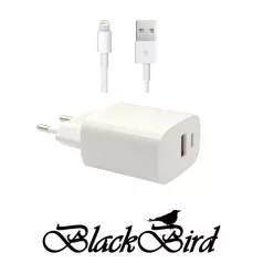   BLACKBIRD Hálózati Adapter T131 25W + Lightning kábel 1m, Fehér