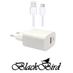   BLACKBIRD Hálózati Adapter T131 25W + Type-C kábel 1m, Fehér