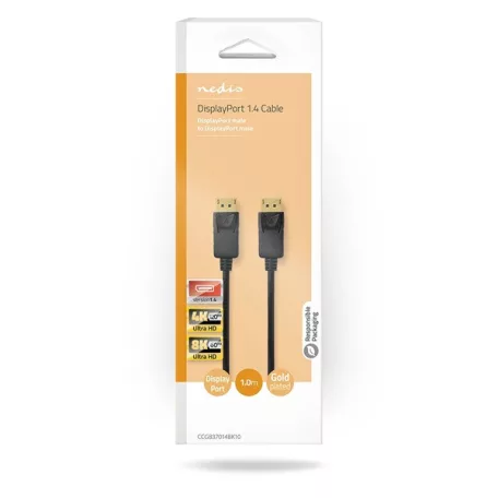 Nedis CCGB37014BK10 DisplayPort 1.4 kábel, displayport dugó - display port dugó, 8K@60Hz, 1m