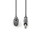Nedis COTH15110GY15 balanced/szimmetrikus félprofi audio kábel, 6.35mm sztereo jack - 3p XLR aljzat, 1,5m