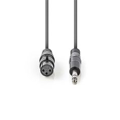   Nedis COTH15110GY15 balanced/szimmetrikus félprofi audio kábel, 6.35mm sztereo jack - 3p XLR aljzat, 1,5m
