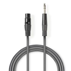   Nedis COTH15110GY15 balanced/szimmetrikus félprofi audio kábel, 6.35mm sztereo jack - 3p XLR aljzat, 1,5m