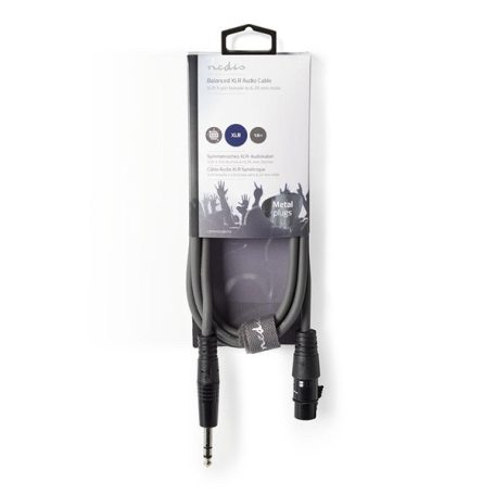 Nedis COTH15110GY15 balanced/szimmetrikus félprofi audio kábel, 6.35mm sztereo jack - 3p XLR aljzat, 1,5m