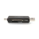 Nedis CRDRU2110BK USB2.0 - USBC kártyaolvasó microSD (TF) / microSDHC (TF) / microSDXC (TF) / SD / SDHC / SDXC