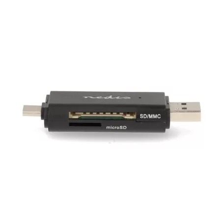 Nedis CRDRU2110BK USB2.0 - USBC kártyaolvasó microSD (TF) / microSDHC (TF) / microSDXC (TF) / SD / SDHC / SDXC