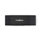 Nedis CRDRU2110BK USB2.0 - USBC kártyaolvasó microSD (TF) / microSDHC (TF) / microSDXC (TF) / SD / SDHC / SDXC
