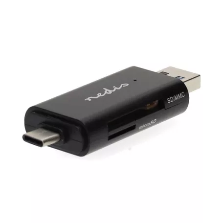 Nedis CRDRU3110BK USB3.2 Gen1 - USBC kártyaolvasó microSD (TF) / microSDHC (TF) / microSDXC (TF) / SD / SDHC / SDXC