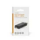 Nedis CRDRU3110BK USB3.2 Gen1 - USBC kártyaolvasó microSD (TF) / microSDHC (TF) / microSDXC (TF) / SD / SDHC / SDXC