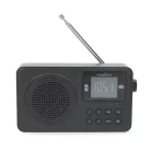 Nedis RDFM2225BK hordozható FM rádió, digitális hangolás, Bluetooth, Fejhallgató kimenet, Ébresztőóra, akkumulátor