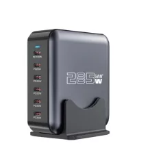   BLACKBIRD Hálózati Töltő GAN 285W 1xUSB-C PD100W + 1xUSB-C PD65W + 4xUSB-C PD30W, Fekete