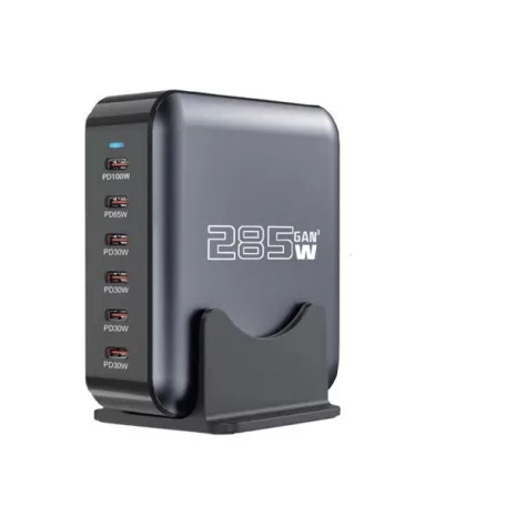 BLACKBIRD Hálózati Töltő GAN 285W 1xUSB-C PD100W + 1xUSB-C PD65W + 4xUSB-C PD30W, Fekete