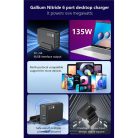 BLACKBIRD Hálózati Töltő GAN 135W 3xUSB-C 20W + 3xUSB 5V, Fekete