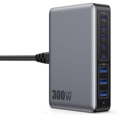   BLACKBIRD Hálózati Töltő Hordozható GAN 300W 5xUSB-C PD + 3xUSB QC, Fekete